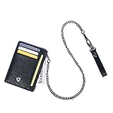 Minimalist Saffiano Leather RFID Blocking Anti-theft Wallet with Removable Chain
