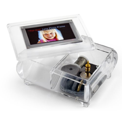 Music Photo Frame, Picture Frame Jewelry Box - Transparent Photo Frame and Musical Storage Box with Pop-Out Lens, Removable Lid, 18 Note Music Box with 400+ Song Choices - Thumbnail 2