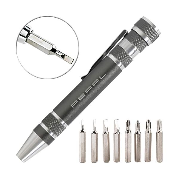 PEARL Multi Schraubenzieher: 8in1-Schraubendreher im Kugelschreiber-Design, 4x Kreuz und 4x Schlitz (Multifunktions Schraubendreher, Mini Schraubendreher, Feinmechaniker) – Bild 3
