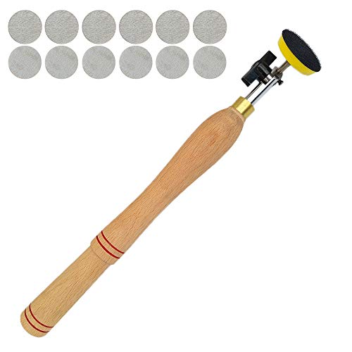 Wood Turning Lathe Sanding Tools Hand Held Bowl Sander with 13" Handle 2" Discs