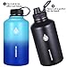 SENDESTAR 64 oz Beer Growler Double Wall Vacuum Insulated Leak Proof Stainless Steel Water Bottle -Wide Mouth with Flat Cap & Spout Lid Includes Water bottle Pouch (Mint/Cobalt)