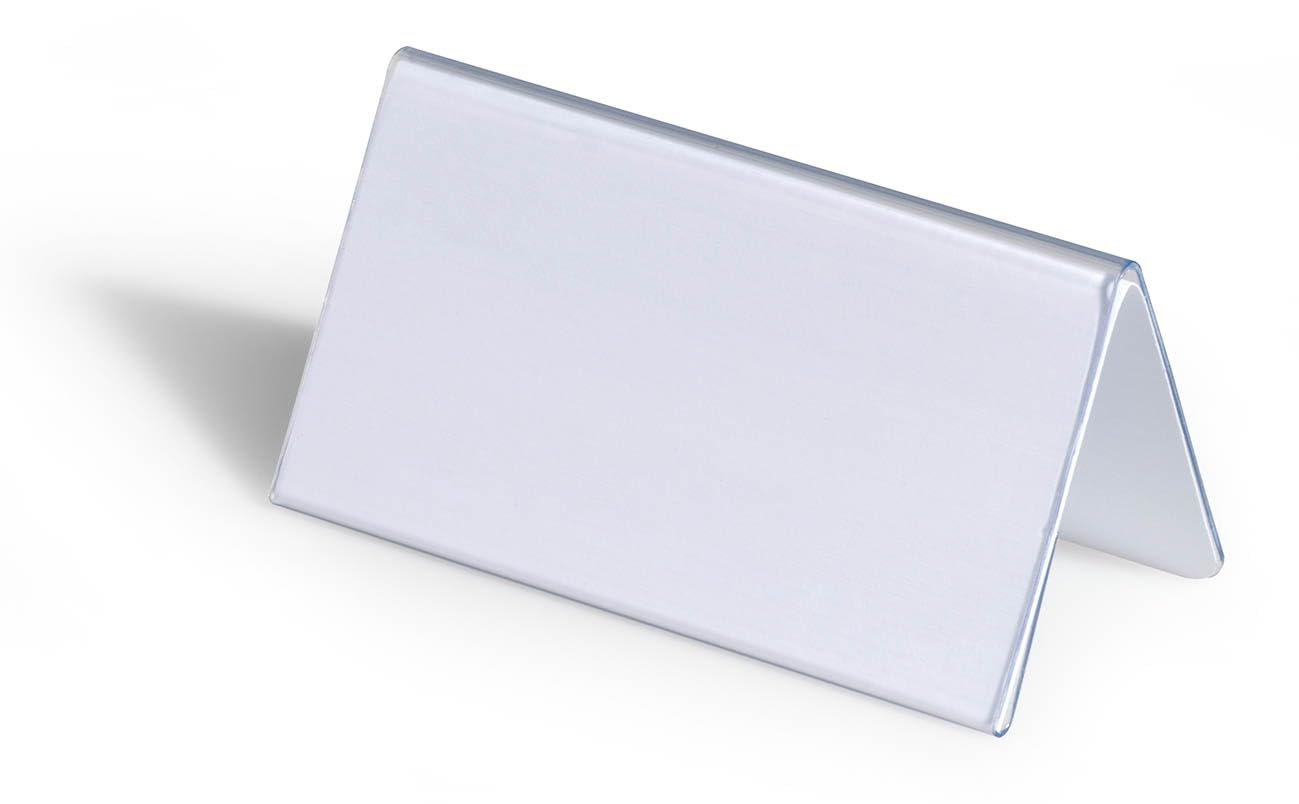 Durable Table Place Name Holder 52 x 100mm Transparent - Pack of 25 - Perfect for Meetings, Conferences, Events, etc.