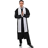 Classic Father Priest Costume Set - 1 Set - Premium Black & White Design Perfect for Religious & Theater Events