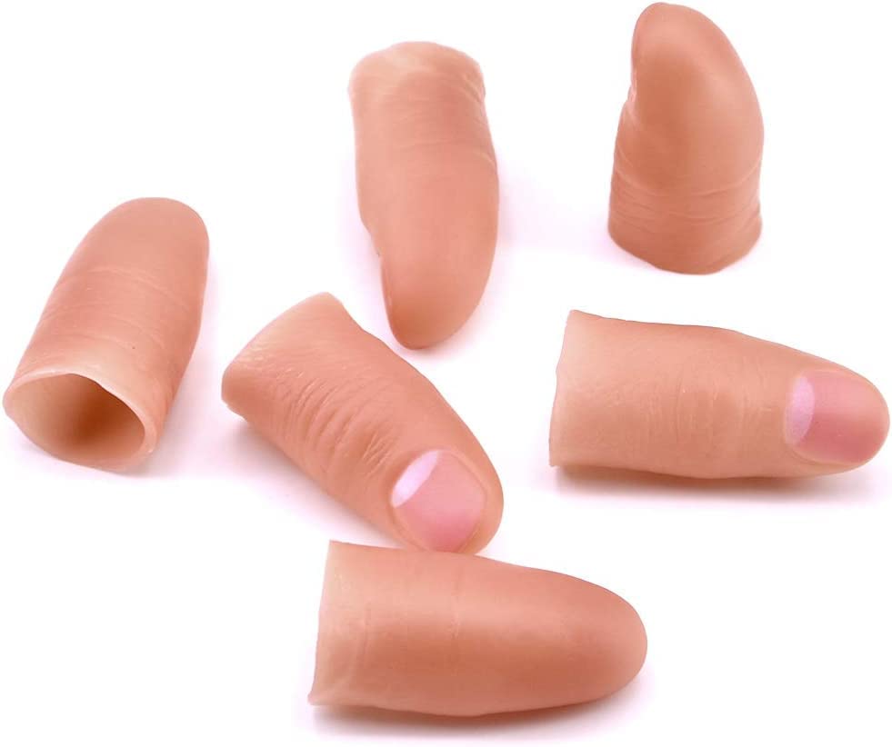 DJ·Wang 6 Pcs Soft Thumbs False Fingers Magic Props for Vanishing, Exchanging & Appearing Magic Tricks (All Ages, 57 mm x 22 mm, 6 pieces)