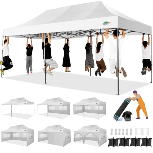 COBIZI 10x20 Heavy Duty Pop Up Canopy Tent with Sidewalls, Easy Up