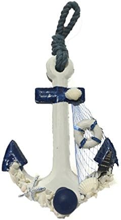 5.7" White Pirate's Ship Anchor Wall Statue Figurine Junkyard Crafted Wheel Home Wall