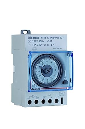 Legrand, Zeitschaltuhr MicroRex T31, mechanisch mit 24 Stunden-Programm (Reiheneinbau-Zeitschaltuhr für Hutschiene, 3-modulig