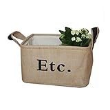 LOVOUS Vintage Eco-friendly Jute Linen Square Storage Bin for Organizing Toys Clothing Books Gift Baskets (Small 11.8