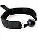 Adjustable Behind The Back Handcuffs and Silicone Mouth Ball with PU Leather Blindfold and Short Riding Whip Set for Women (Black)thumb 1