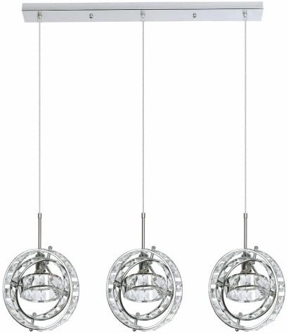 Dainolite Lighting CAS-503P-PC 3-Light Horizontal Crystal Pendant, Polished Chrome Finish