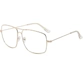 D Lolylad Non Prescription Glasses - Classic Square Clear Lens Metal Frame for Men Women