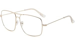 D Lolylad Non Prescription Glasses - Classic Square Clear Lens Metal Frame for Men Women