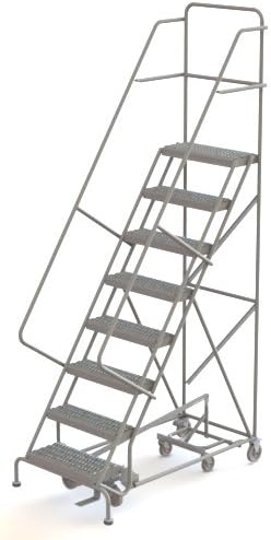 Tri-Arc KDED108242 8-Step All-Directional Steel Rolling Industrial & Warehouse Ladder with Grip Strut Tread, 24-Inch Wide Steps