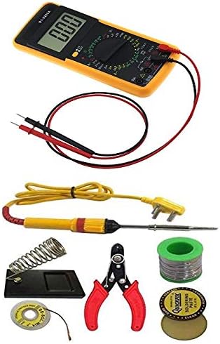 OSFT Electric Iron Stand Tool Wire Stripper 25 Watt Welding Stick Soldering Kit for Beginners with Multimeter