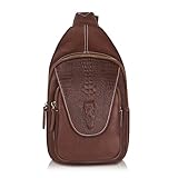 Kattee Crocodile Embossed Flap Genuine Leather Sling Bag