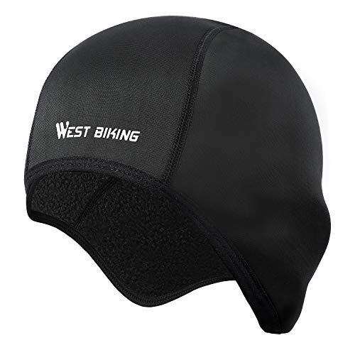 WESTGIRL Helmet Liner Skull Cap Beanie with Ear Covers, Windproof Fleece Hat Moisture Wicking for Cycling Running, Skiing Winter Sports, Ultimate Thermal Retention, Fits Under Helmets
