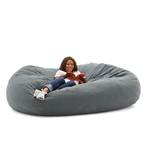Big Joe XXL Fuf Foam Filled Bean Bag Chair, Comfort Suede, Steel Grey