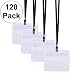 SEE-IT! 120 Name Tag Holders & Lanyards + White Insert Cards, Horizontal Clear Plastic Badge Protector ID Card Holder Waterproof Heavy Duty Reusable Adults Kids Business School Church Confrences