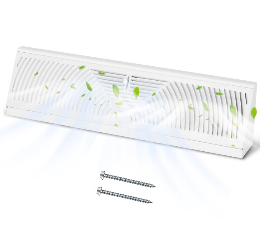 Photo 1 of 1 Pcs Baseboard Register 15 Inch Duct Opening Size Vent Covers for Home Floor Wall Baseboard Diffuser Covers Supply Floor Baseboard Diffuser (White)