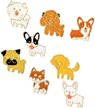 8pcs/set Boston Terrier Poodle Pomeranian Corgi Bulldogs Enamel Dog Pin Animals
