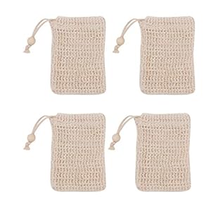 EXCEART 4 Stks Zeep Exfoliërende Zak Pouch Natuurlijke Ramee Zeep Zak Mesh Zeepzak Met Trekkoord Zeep Saver Zakken Voor…