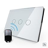NIMTEK ValueBox, Free Combination, US/AU Standard, VL-C303R-81VL-RMT-02,Crystal Waterproof Glass Touch Screen Light Switch&Mini Remote