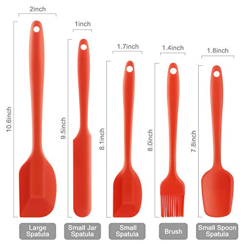 Silicone Spatula Set Heat Resistant, 5 Piece Kitchen Rubber Nonstick Mini Spatula Utensil Set, Small Scraper Spatulas with Strong Steel Core for Cooking Baking Mixing, Dishwasher Safe, BPA Free