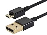 Monoprice Premium USB to Micro-B/Micro USB Charge & Sync Cable 0.5ft - Black w/Gold Plated Connectors for Android, Samsung, HTC, Nokia, Sony and More