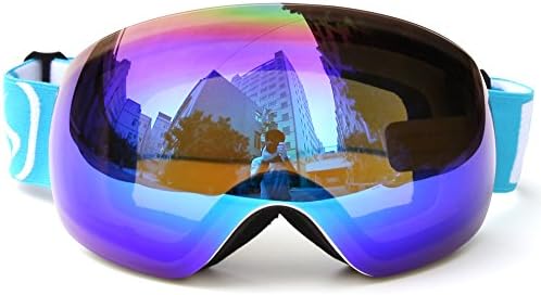Snowboard Goggles,ADMIRE Adult Ski Goggles,Interchangeable Lens 100% UV Protection Anti-fog Spherical Frameless Goggles for Men &amp; Women Skate Ski Goggles+Goggle Case EVA Box