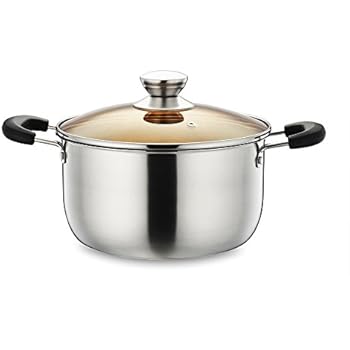 Stainless Steel Stockpot, P&P CHEF 4 Quart Stock Pot with Lid, Heat-Proof Double Handles - Dishwasher Safe
