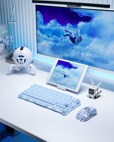 GravaStar Mercury K1 75% Clavier Gaming Blue, Clavier Mécanique en Alliage d’Aluminium, Gasket Mount Hot-Swap, Switchs Linéaires, Rétroéclairage RGB, Sans Fil pour Jeu, Bureau et Cadeaux