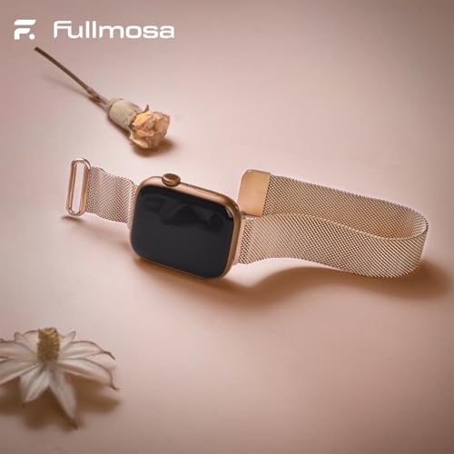 Fullmosa Metal Strap Compatible with Apple Watch 42 mm Series 11 10 41 mm 40 mm 38 mm for Women Men, Milanese Mesh Steel Straps for iWatch SE3 2 1 Series 11 10 9 8 7 6 5 4 3 2 1, Rose Gold