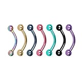 Cottvott Mens Womens Stainless Steel Eyebrow Barbell Piercing Body Jewelry Pack of 7pcs (7pcs ball head)