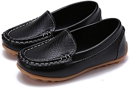 Toddler Loafers Lightweight Dress Shoes Slip-On Little Man Style (6, Black) Boat Shoe Elderly Loafers Not safty Shorts Smooth Stitched Support Trendy Walker with Jeans