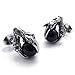 KONOV Vintage Stainless Steel Dragon Claw Mens Stud Earrings Set, 2pcs, Color Silver Black