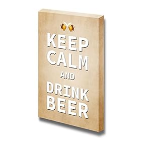 Canvas Wrap Wall Art - Keep Calm and Drink Beer | Modern Wall Art Stretched Canvas Prints Ready to Hang - 24" x 16"