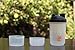 3-Pack (Transparent/Black) Tri-Layered 22 oz Protein Shaker Cups with Twist n' Lock Vitamin and Protein Containers by Fitness Mac
