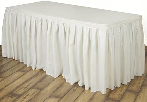Doolova 14FT IVORY Wholesale Polyester Table Skirt For Wedding Banquet Restaurant