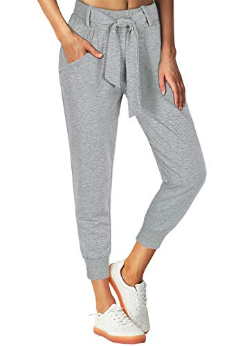 NIMIN Pantalones Capri elásticos para mujer Pantalones casuales recortados de cintura alta elásticos Pantalones de chándal con bolsillos