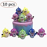 10 pcs Cute Shark Cupcake Toppers (5 colors), Shark Cake Toppers Picks for Kids Birthday Party, Baby Shower Cake Decorations