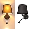 BarcelonaLED LED-wandlamp, E27, met Flexo, draaibaar, flexibel, 3 W, lampenkap van textiel, schakelaar voor slaapkamer…