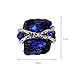 KAYMEN FASHION JEWELLERY Cubic Gem Resin Stone with Crystal Elastic Stacking Rings Antique Gold and Silver Tone 3 Colors (Blue)