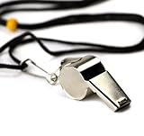 Crown Sporting Goods SCOA-001 Stainless Steel Whistle with Lanyard - Great for Coaches, Referees, and Officials by