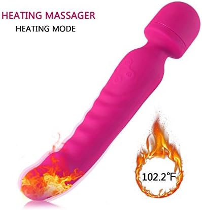 Wireless Waterproof Handheld Wand Massager with Heating Mode - Medical Silicone,USB Rechargeable,Powerful but Quiet.(Rose Red)