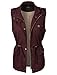LE3NO Womens Faux Fur Anorak Military Vest with Pockets,L3nwv3010_burgundy,Small
