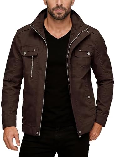 Men's Military Lightweight Jacket Army Cargo Windbreaker Zip Front