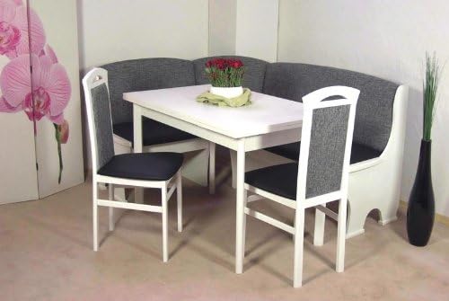 Eckbankgruppe Weiss Schwarz Truheneckbankgruppe Massiv Eckkbank Tisch Stuhlset Amazon De Kuche Haushalt