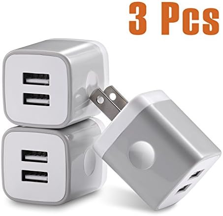 USB Wall Charger USINFLY 3-Pack Dual Port USB Power Adapter 2.1A/5V Universal Wall Charger Plug Box for iPhone 8 7 6 6S Plus 5S, Samsung Galaxy S5 S6 S7 Edge, iPod, LG, HTC, Nokia