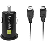 iEssentials Usb Car Charger with Micro and Mini Cables - Retail Packaging - Black