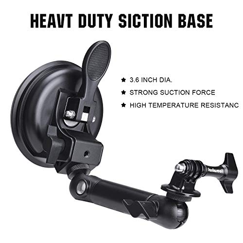 fantaseal Action Camera Smartphone Suction Cup Race Car Cockpit Mount Motion Camcorder Vehicle Windshied Hood Rooftop Holder for GoPro Sony iPhone Hi-Speed Filming